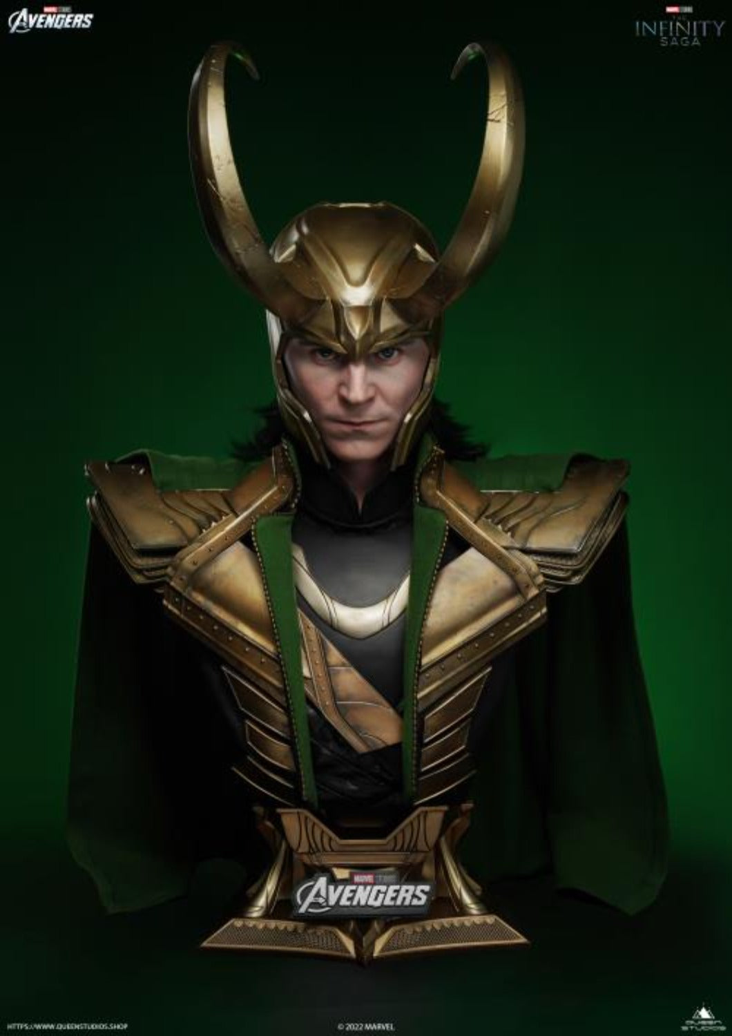 QUEEN STUDIOS LIFE SIZE BUST AVENGERS LOKI (PRE-ORDER) - Anotoys Collectibles