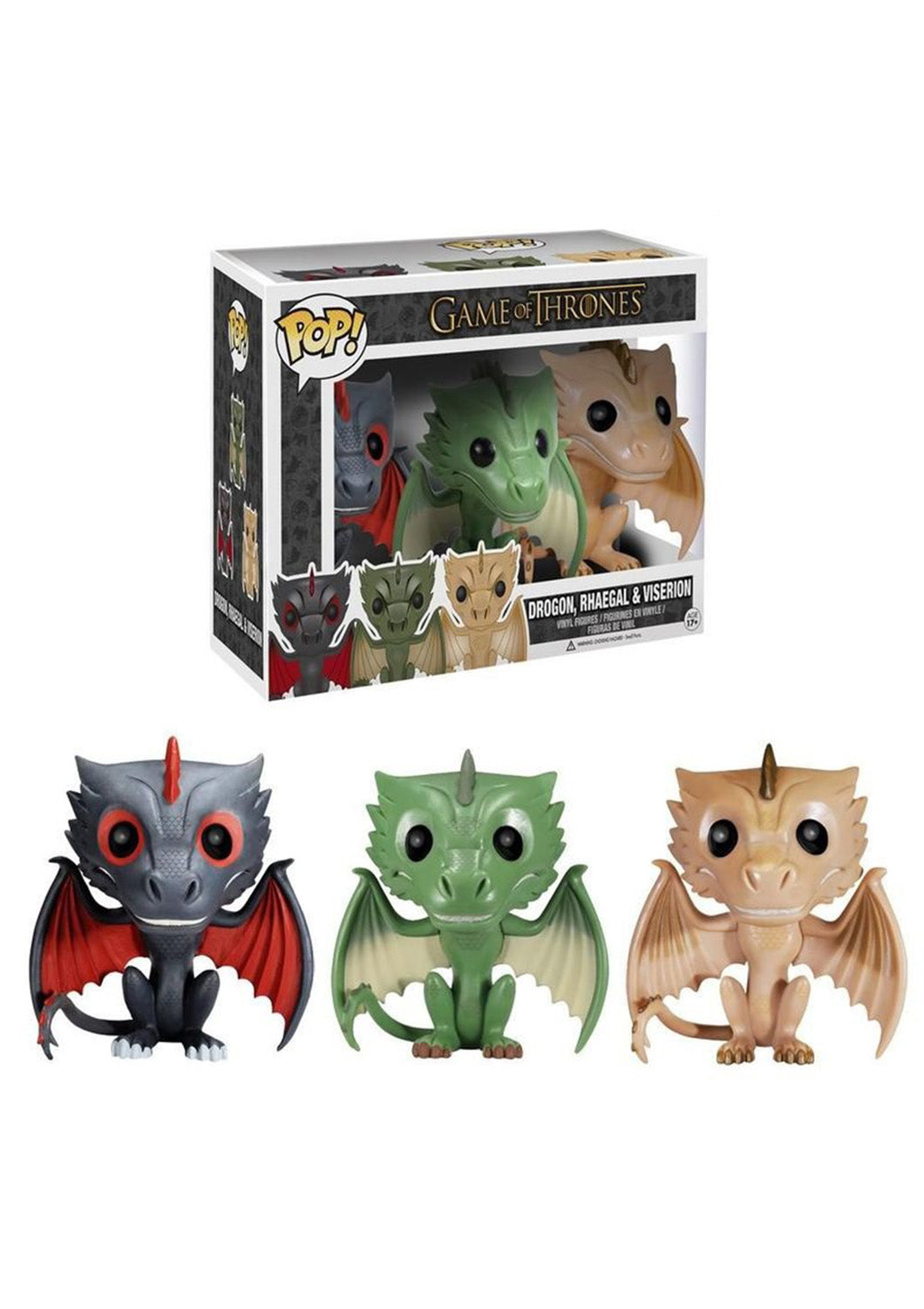 FUNKO POP GAME OF THRONES DROGON RHAEGAL VISERION DRAGON 3-PACK VINYL FIGURE SET - Anotoys Collectibles