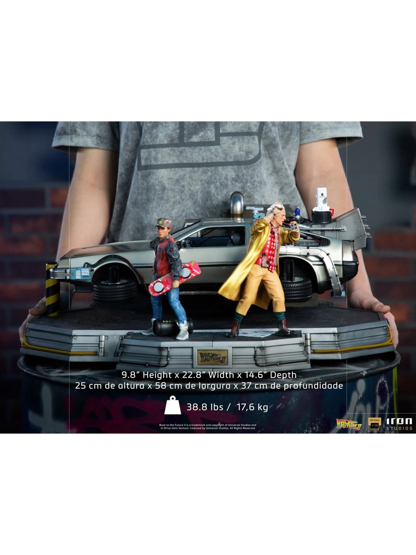 IRON STUDIOS DELOREAN FULL SET DELUXE ‚ BACK TO THE FUTURE PART II ART SCALE 1/10 - UNBTTF51021-10 - Anotoys Collectibles