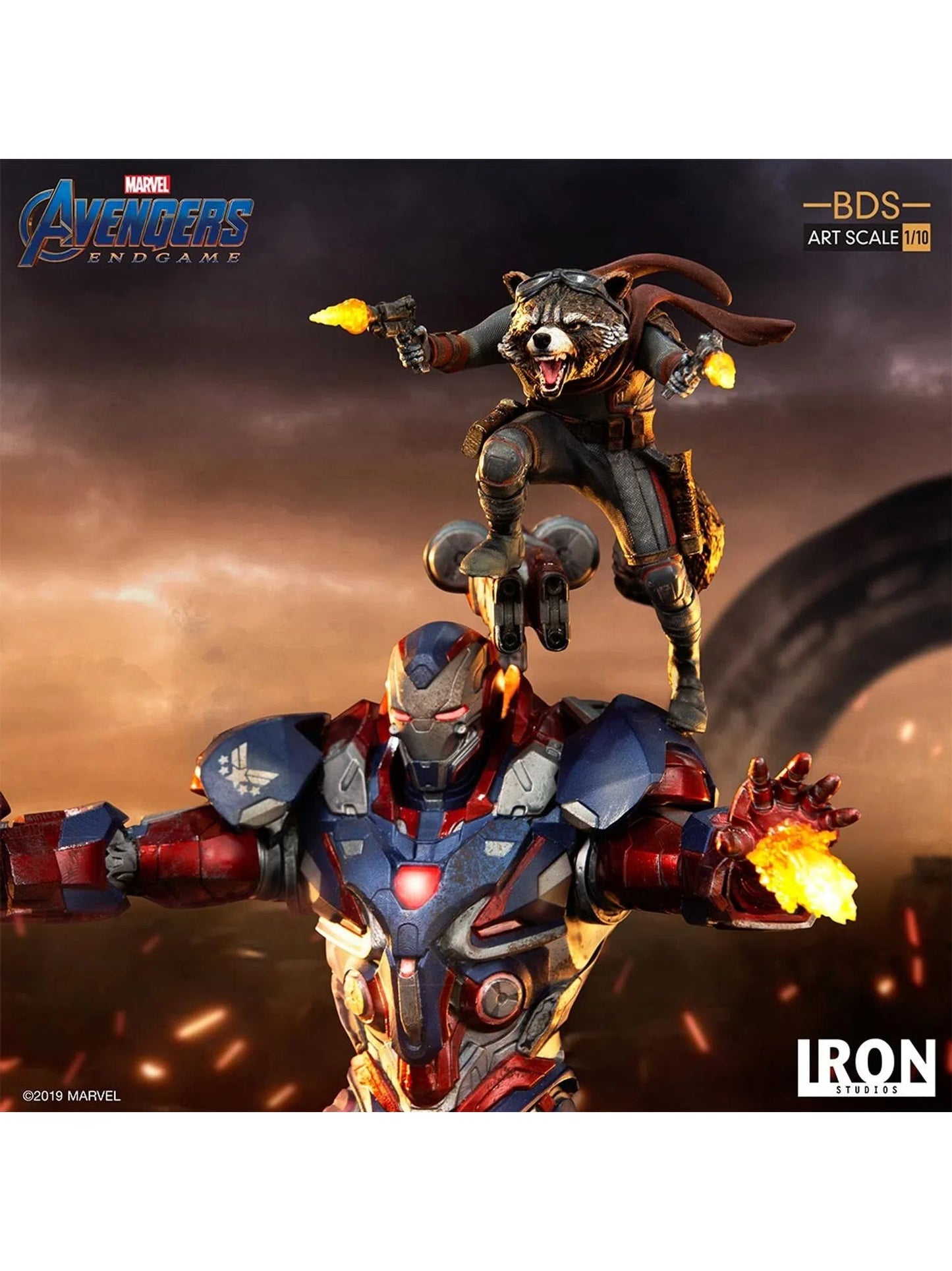 IRON STUDIOS MARVEL AVENGERS ENDGAME: IRON PATRIOT & ROCKET BDS ART SCALE 1/10 - MARCAS19519-10 - Anotoys Collectibles