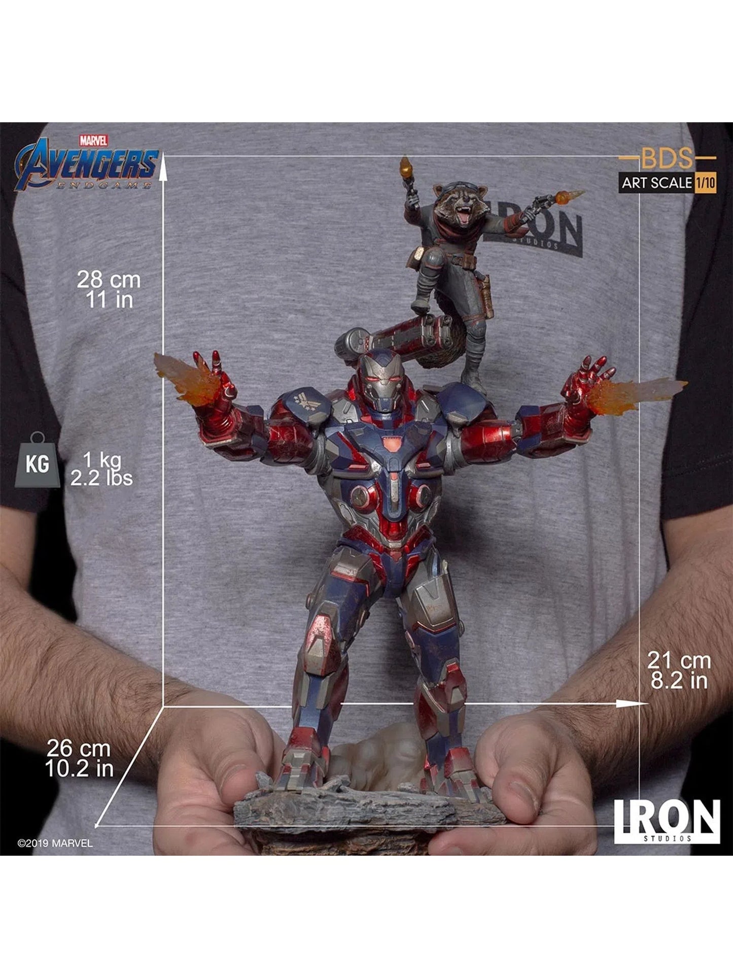 IRON STUDIOS MARVEL AVENGERS ENDGAME: IRON PATRIOT & ROCKET BDS ART SCALE 1/10 - MARCAS19519-10 - Anotoys Collectibles