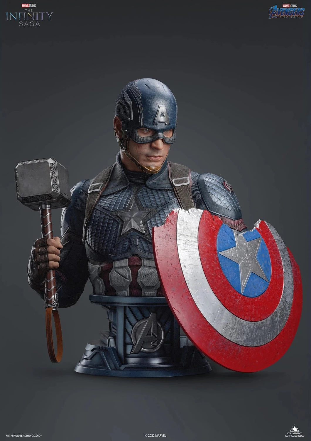 QUEEN STUDIOS LIFE SIZE CAPTAIN AMERICA BUST (PRE-ORDER) - Anotoys Collectibles