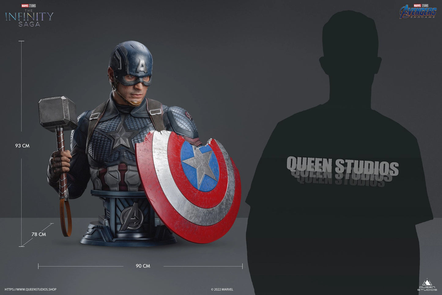 QUEEN STUDIOS LIFE SIZE CAPTAIN AMERICA BUST (PRE-ORDER) - Anotoys Collectibles