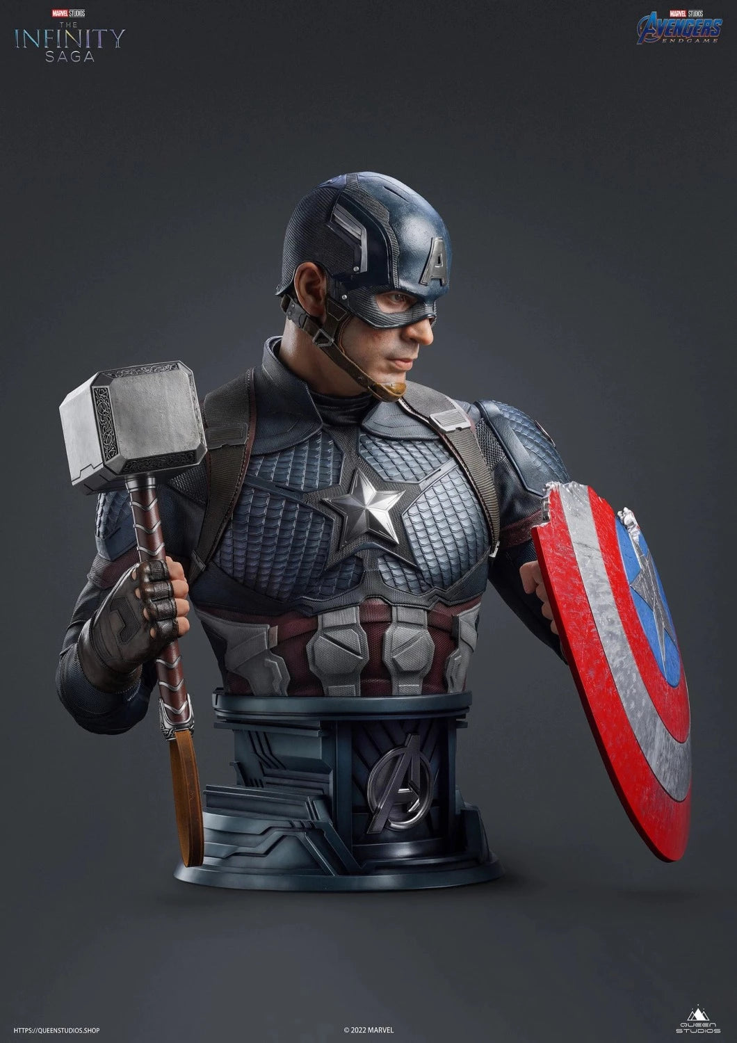 QUEEN STUDIOS LIFE SIZE CAPTAIN AMERICA BUST (PRE-ORDER) - Anotoys Collectibles