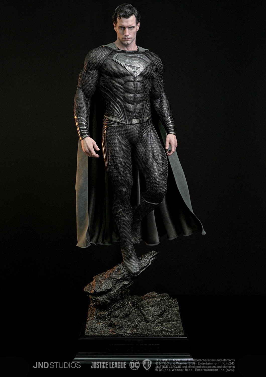 JND STUDIOS JUSTICE LEAGUE SUPERMAN HYPERREAL MOVIE STATUE 1/3 SCALE (BLACK) - Anotoys Collectibles