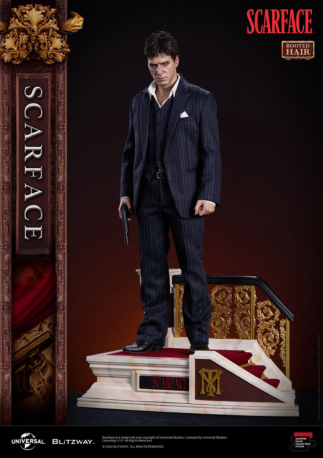BLITZWAY 1/4 SCARFACE ROOTED HAIR VERSION 1/4 SCALE STATUE (PRE-ORDER) - Anotoys Collectibles