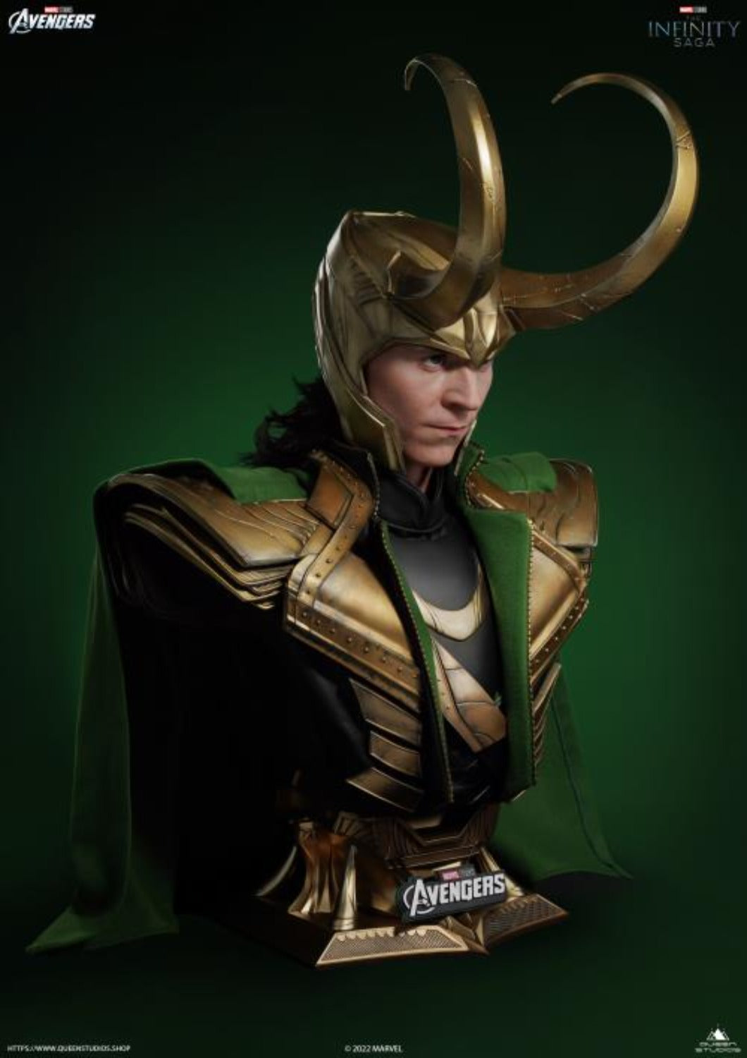 QUEEN STUDIOS LIFE SIZE BUST AVENGERS LOKI (PRE-ORDER) - Anotoys Collectibles