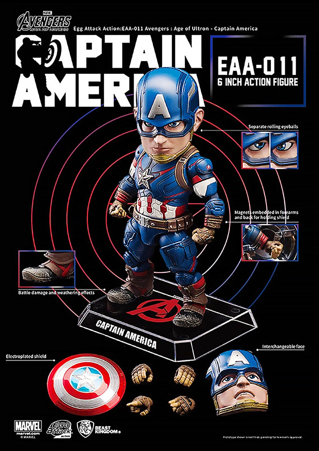 BEAST KINGDOM EGG ATTACK CAPTAIN AMERICA - EAA-011 - Anotoys Collectibles