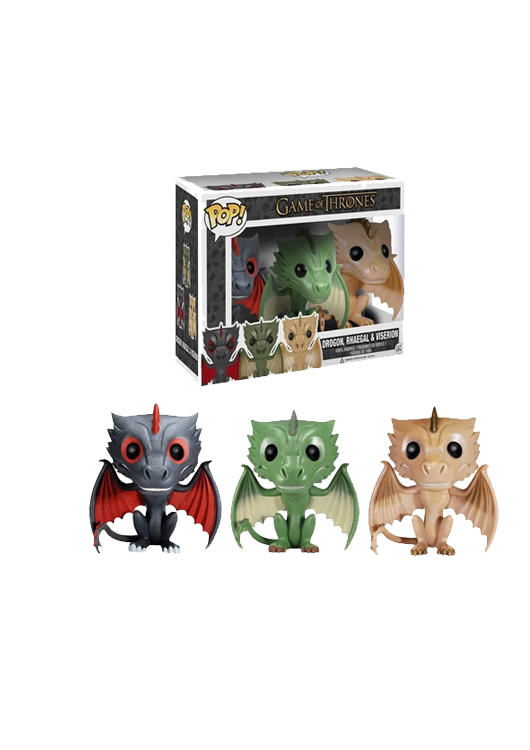 FUNKO POP GAME OF THRONES DROGON RHAEGAL VISERION DRAGON 3-PACK VINYL FIGURE SET