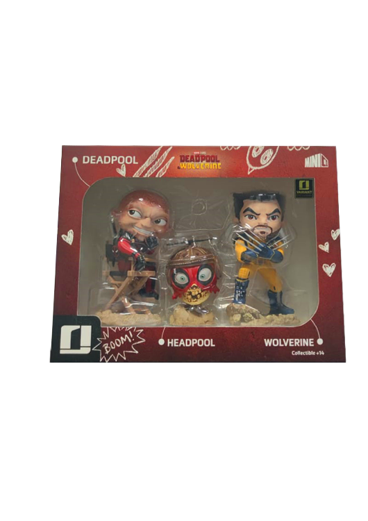 IRON STUDIOS DEADPOOL, WOLVERINE AND HEADPOOL(UNMASKED VERSION) MINI.CO - MARCAS104324-MC - Anotoys Collectibles