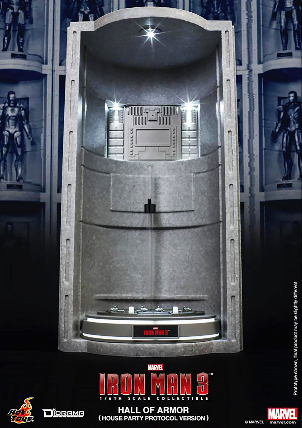 HOT TOYS IRON MAN 3 HALL OF ARMOR (HOUSE PARTY PROTOCOL VERSION) 1/6TH DS002 - Anotoys Collectibles