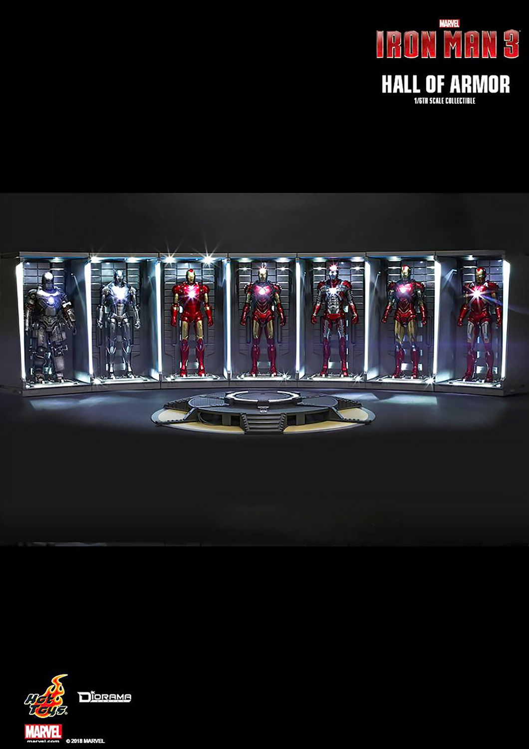 IRON MAN 2 HALL OF ARMOR COLLECTIBLE SET OF 7 1 6 DS001C