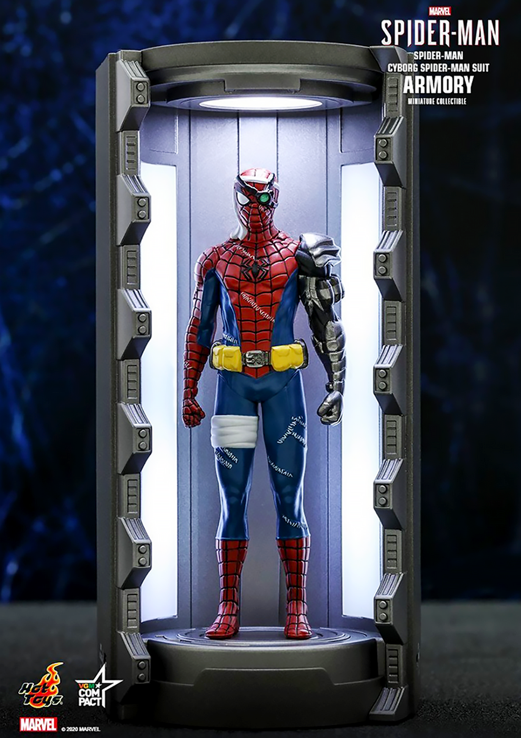 HOT TOYS MARVEL SPIDERMAN CYBORG SPIDERMAN SUIT ARMORY MINIATURE COLLECTIBLE 1/12 VGMC017 - Anotoys Collectibles