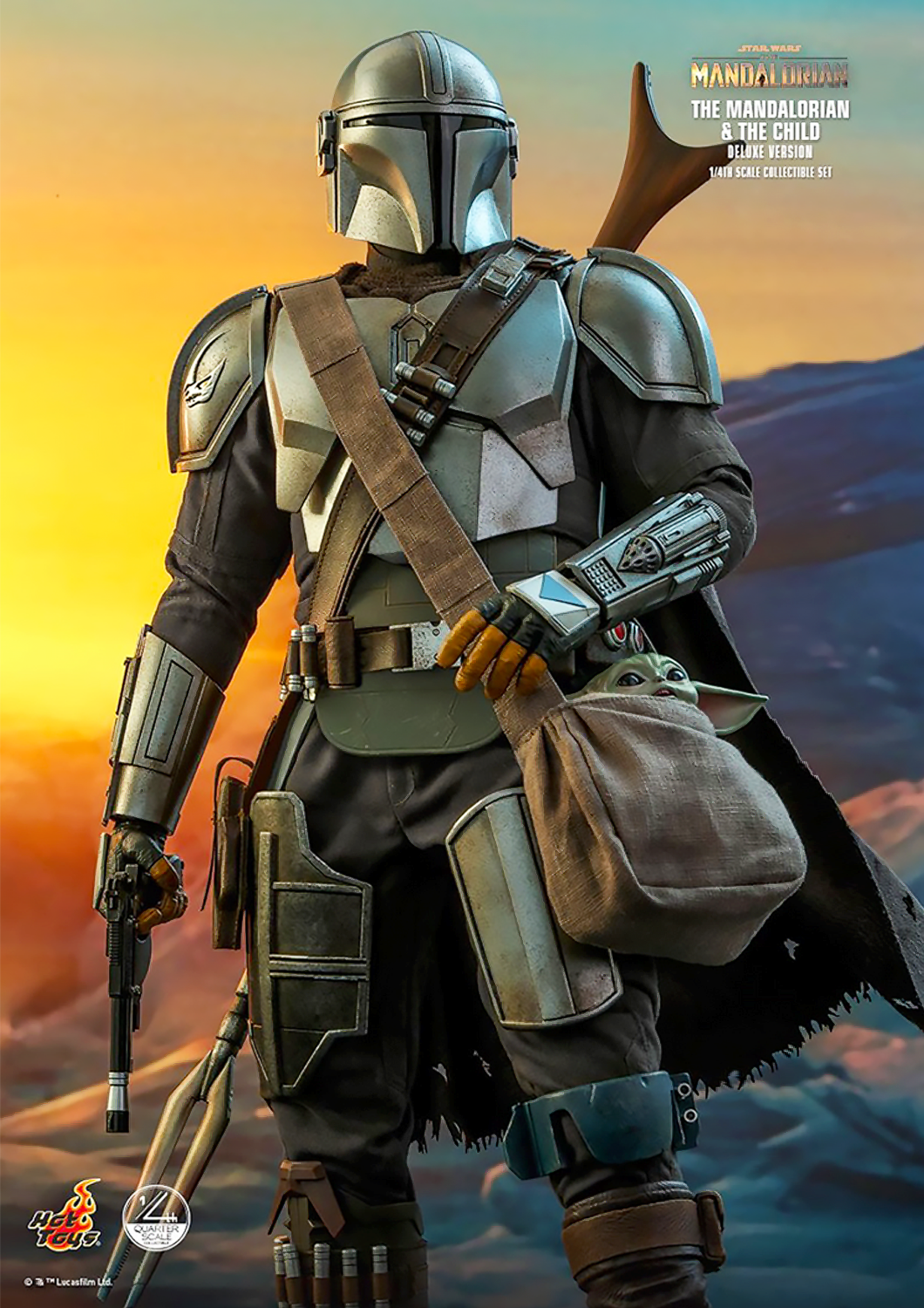 HOT TOYS STAR WARS 1/4TH SCALE THE MANDALORIAN & THE CHILD COLLECTIBLE SET (DELUXE VERSION) - QS017 - Anotoys Collectibles