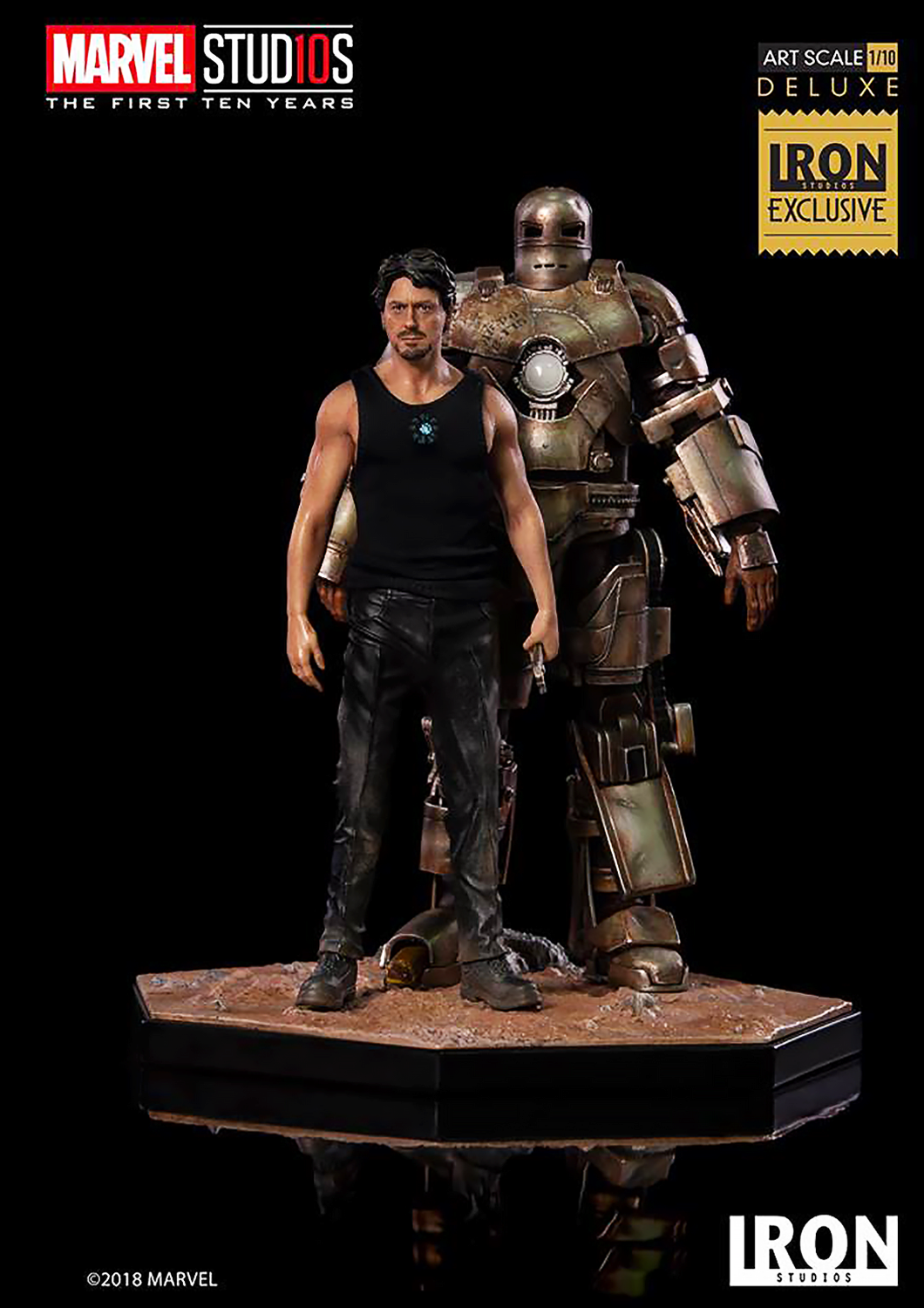 IRON STUDIOS IRON MAN MARK I - MARK 1 & TONY STARK STATUE 1/10 MARCWR10918-10 - Anotoys Collectibles