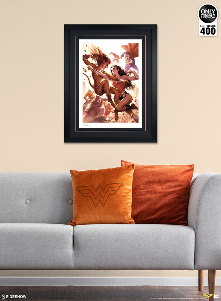 SIDESHOW WONDER WOMAN VS CHEETAH ART PRINT 500961U - Anotoys Collectibles