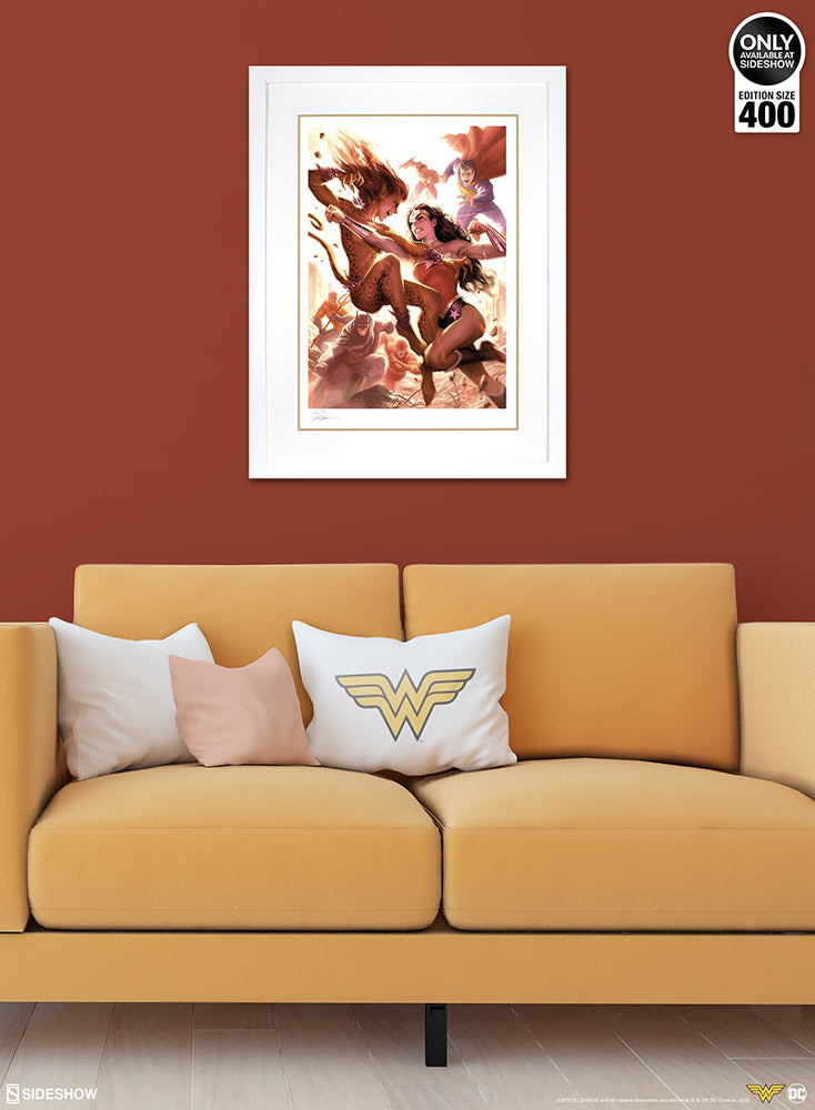 SIDESHOW WONDER WOMAN VS CHEETAH ART PRINT 500961U - Anotoys Collectibles