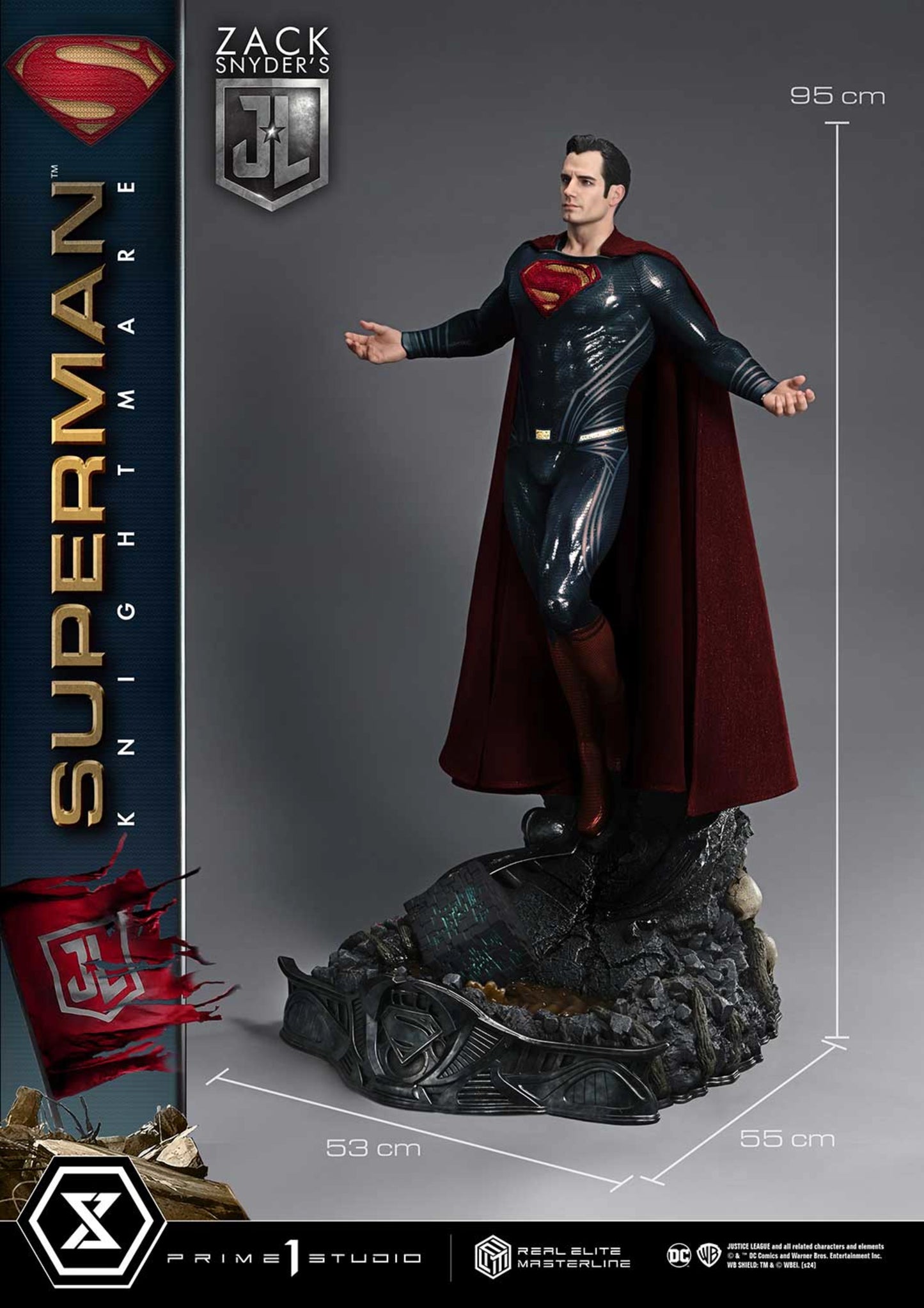 PRIME 1 STUDIO REAL ELITE MASTERLINE JUSTICE LEAGUE (FILM) SUPERMAN KNIGHTMARE COLOR EDITION DX BONUS VERSION(PRE-ORDER) - Anotoys Collectibles