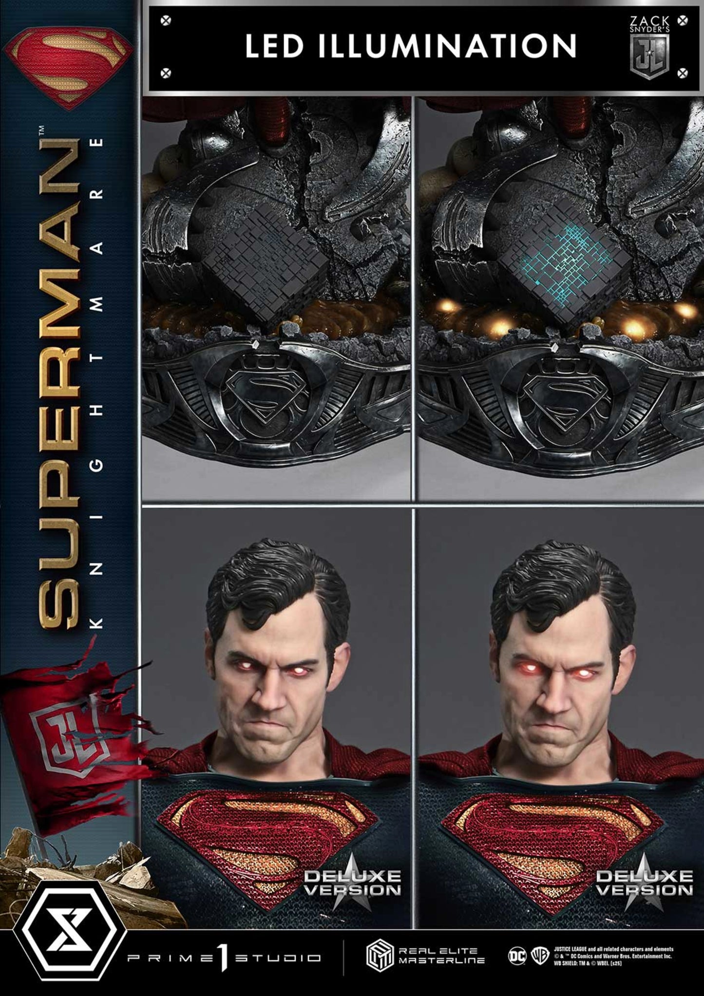 PRIME 1 STUDIO REAL ELITE MASTERLINE JUSTICE LEAGUE (FILM) SUPERMAN KNIGHTMARE COLOR EDITION DX BONUS VERSION(PRE-ORDER) - Anotoys Collectibles