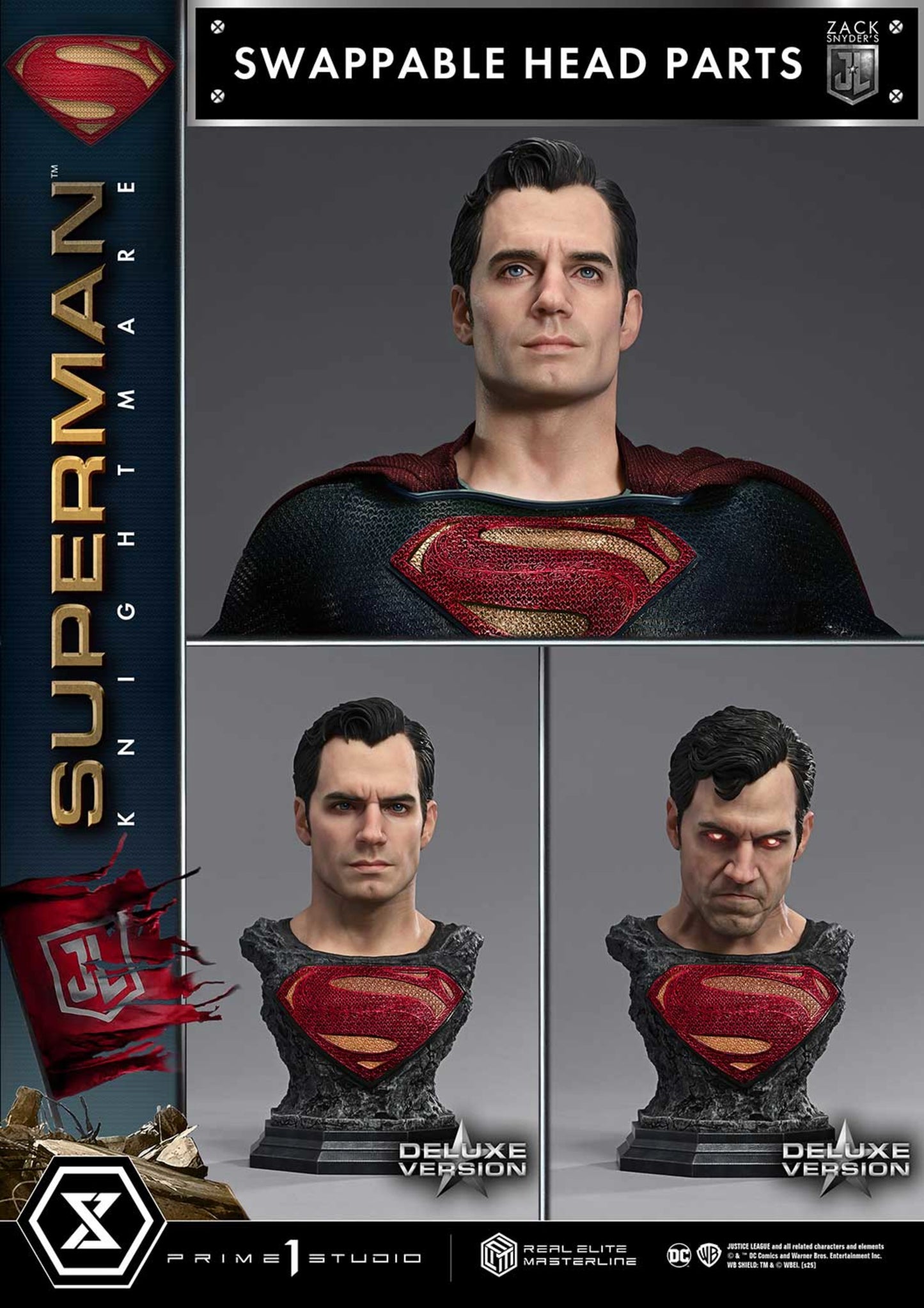 PRIME 1 STUDIO REAL ELITE MASTERLINE JUSTICE LEAGUE (FILM) SUPERMAN KNIGHTMARE COLOR EDITION DX BONUS VERSION(PRE-ORDER) - Anotoys Collectibles