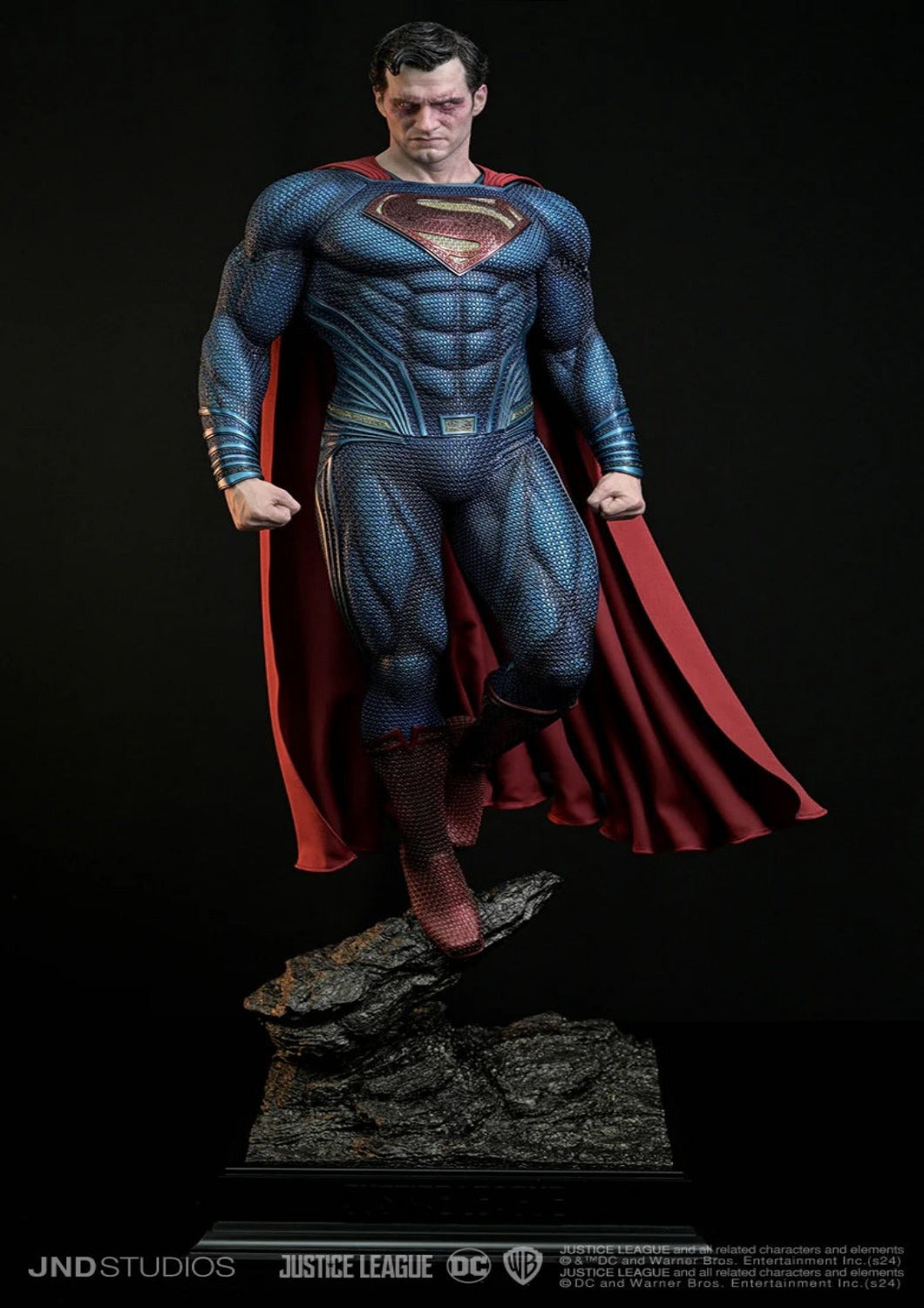 JND STUDIOS JUSTICE LEAGUE SUPERMAN HYPERREAL MOVIE STATUE 1/3 SCALE (BLUE & RED) W/ BUST - Anotoys Collectibles