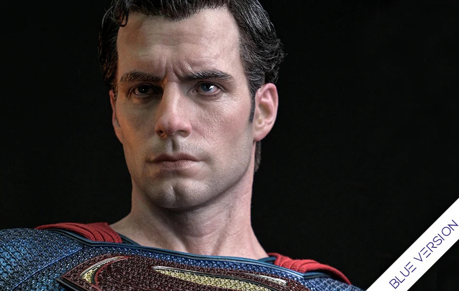 JND STUDIOS JUSTICE LEAGUE SUPERMAN HYPERREAL MOVIE STATUE 1/3 SCALE (BLUE & RED) W/ BUST - Anotoys Collectibles