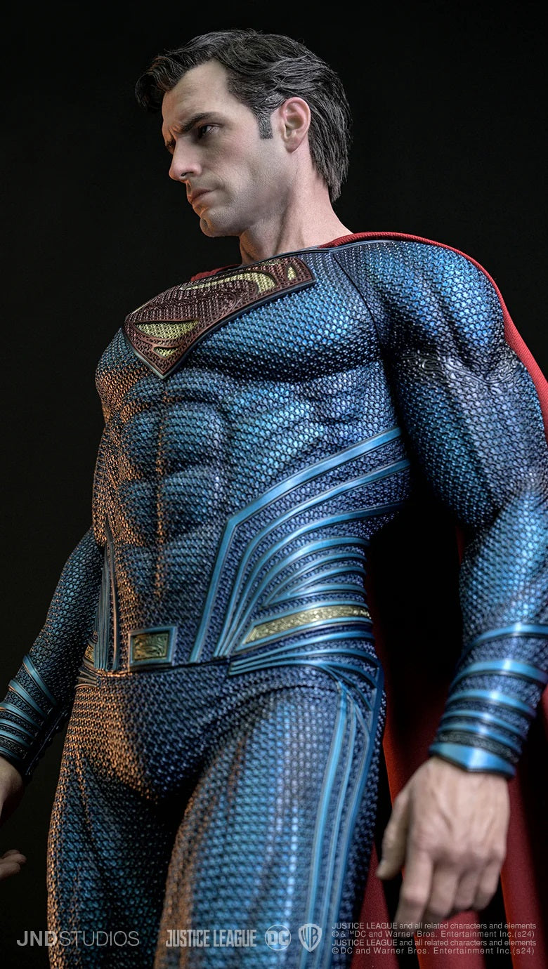 JND STUDIOS JUSTICE LEAGUE SUPERMAN HYPERREAL MOVIE STATUE 1/3 SCALE (BLUE & RED) W/ BUST - Anotoys Collectibles