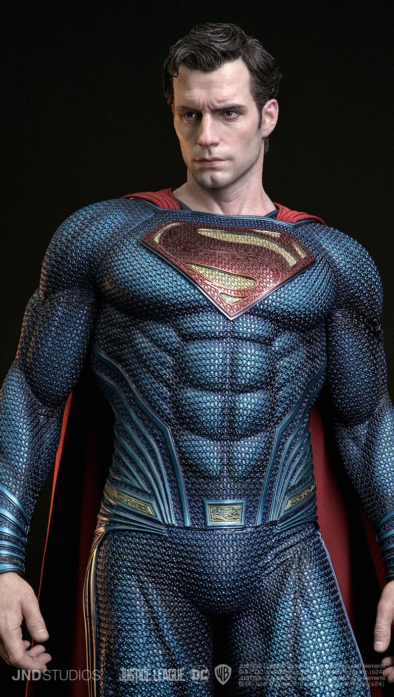 JND STUDIOS JUSTICE LEAGUE SUPERMAN HYPERREAL MOVIE STATUE 1/3 SCALE (BLUE & RED) W/ BUST - Anotoys Collectibles