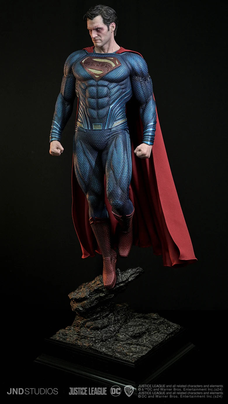JND STUDIOS JUSTICE LEAGUE SUPERMAN HYPERREAL MOVIE STATUE 1/3 SCALE (BLUE & RED) W/ BUST - Anotoys Collectibles