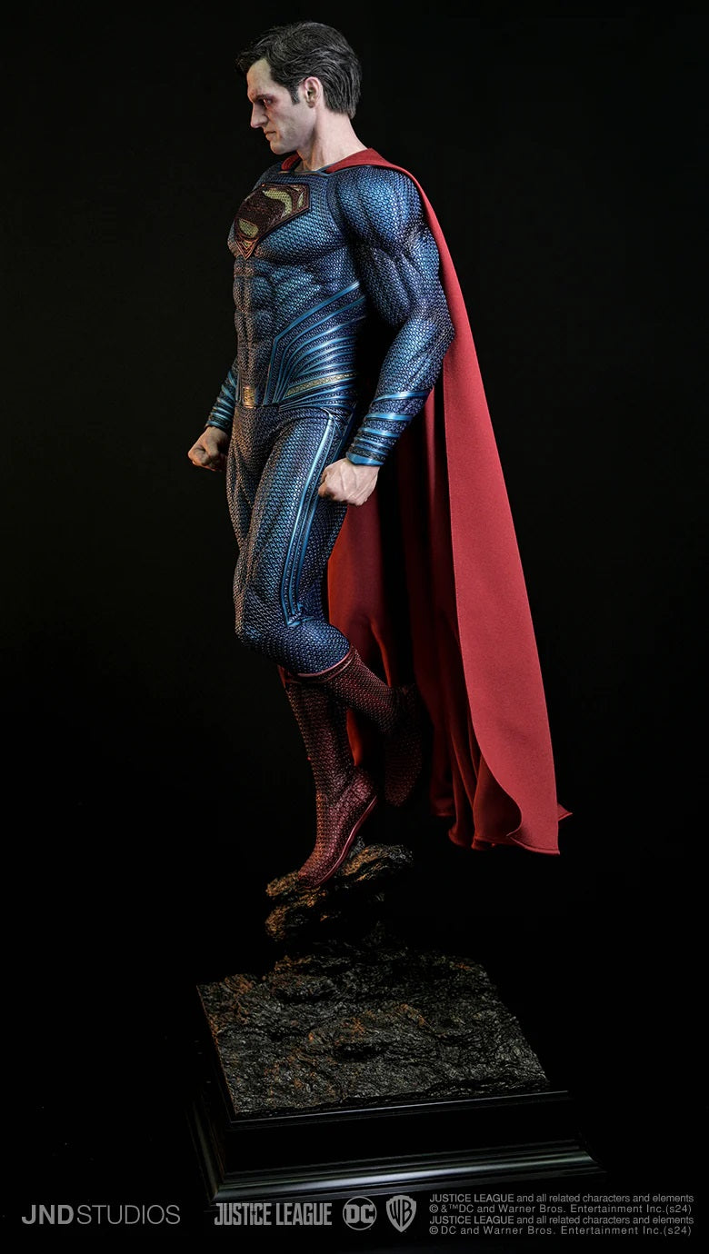 JND STUDIOS JUSTICE LEAGUE SUPERMAN HYPERREAL MOVIE STATUE 1/3 SCALE (BLUE & RED) W/ BUST - Anotoys Collectibles