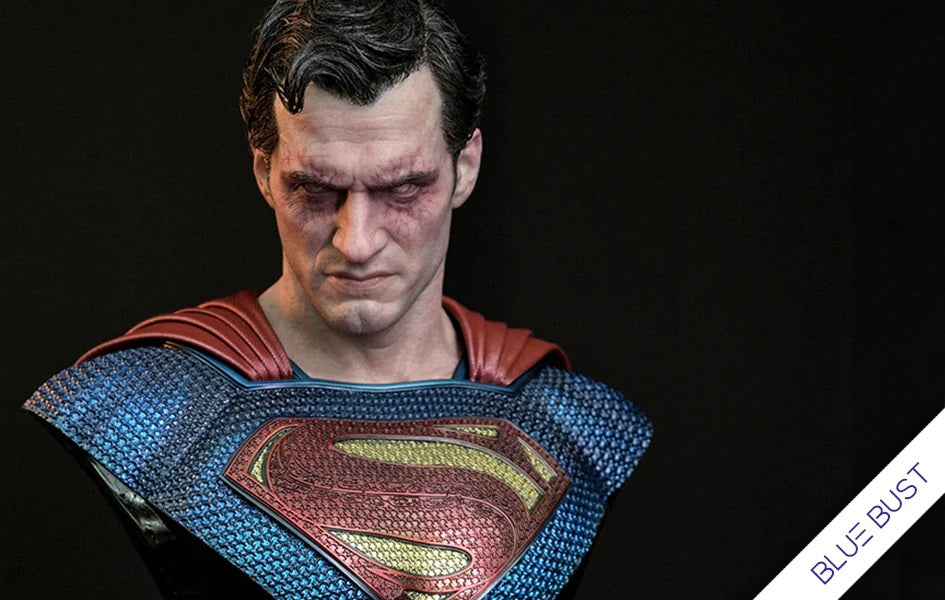 JND STUDIOS JUSTICE LEAGUE SUPERMAN HYPERREAL MOVIE STATUE 1/3 SCALE (BLUE & RED) W/ BUST - Anotoys Collectibles