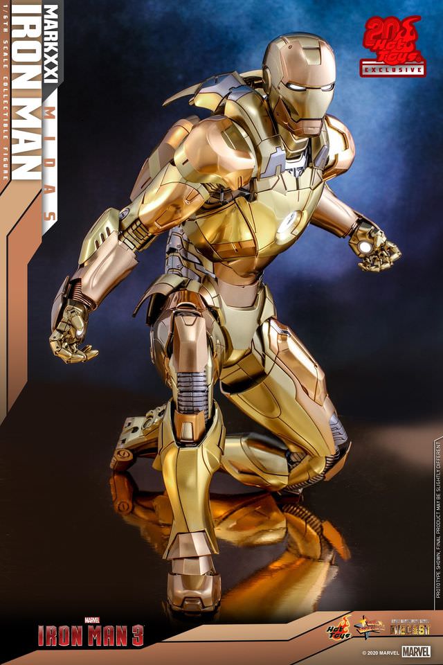 HOT TOYS MARVEL IRON MAN 3 XXI (MIDAS) COLLECTIBLE FIGURE 1/6 MMS586D36 - Anotoys Collectibles