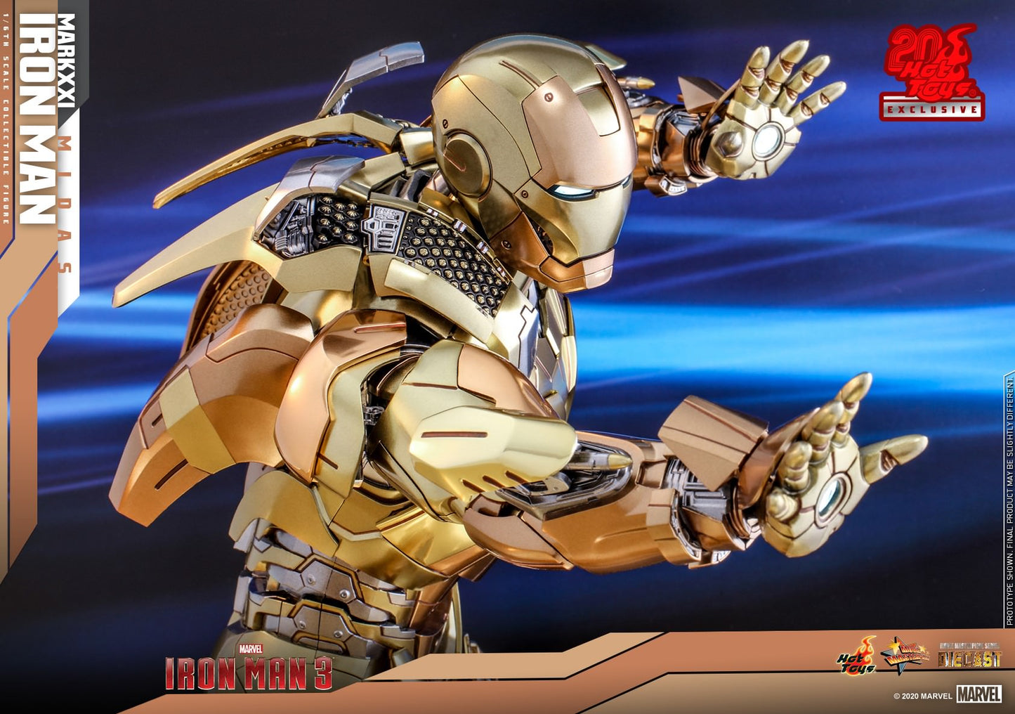 HOT TOYS MARVEL IRON MAN 3 XXI (MIDAS) COLLECTIBLE FIGURE 1/6 MMS586D36 - Anotoys Collectibles