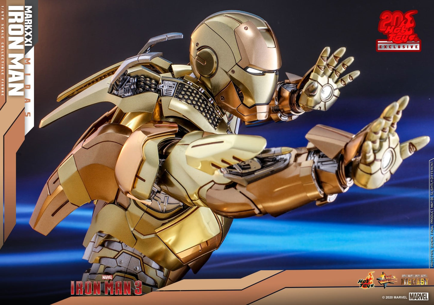 HOT TOYS MARVEL IRON MAN 3 XXI (MIDAS) COLLECTIBLE FIGURE 1/6 MMS586D36 - Anotoys Collectibles