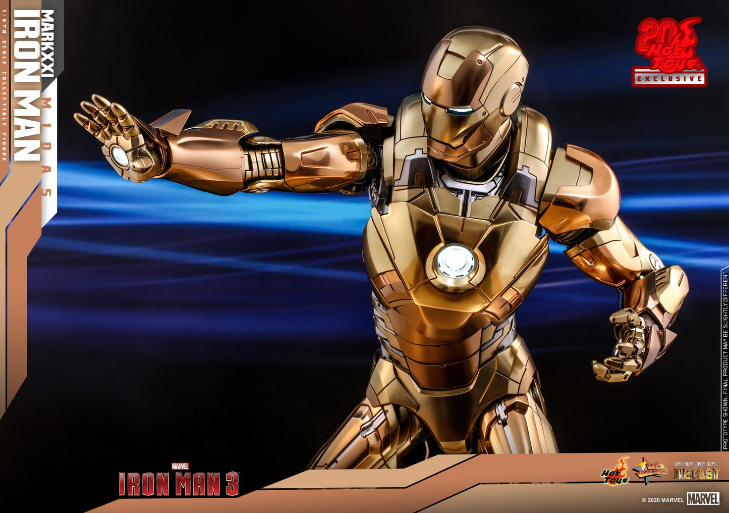 HOT TOYS MARVEL IRON MAN 3 XXI (MIDAS) COLLECTIBLE FIGURE 1/6 MMS586D36 - Anotoys Collectibles