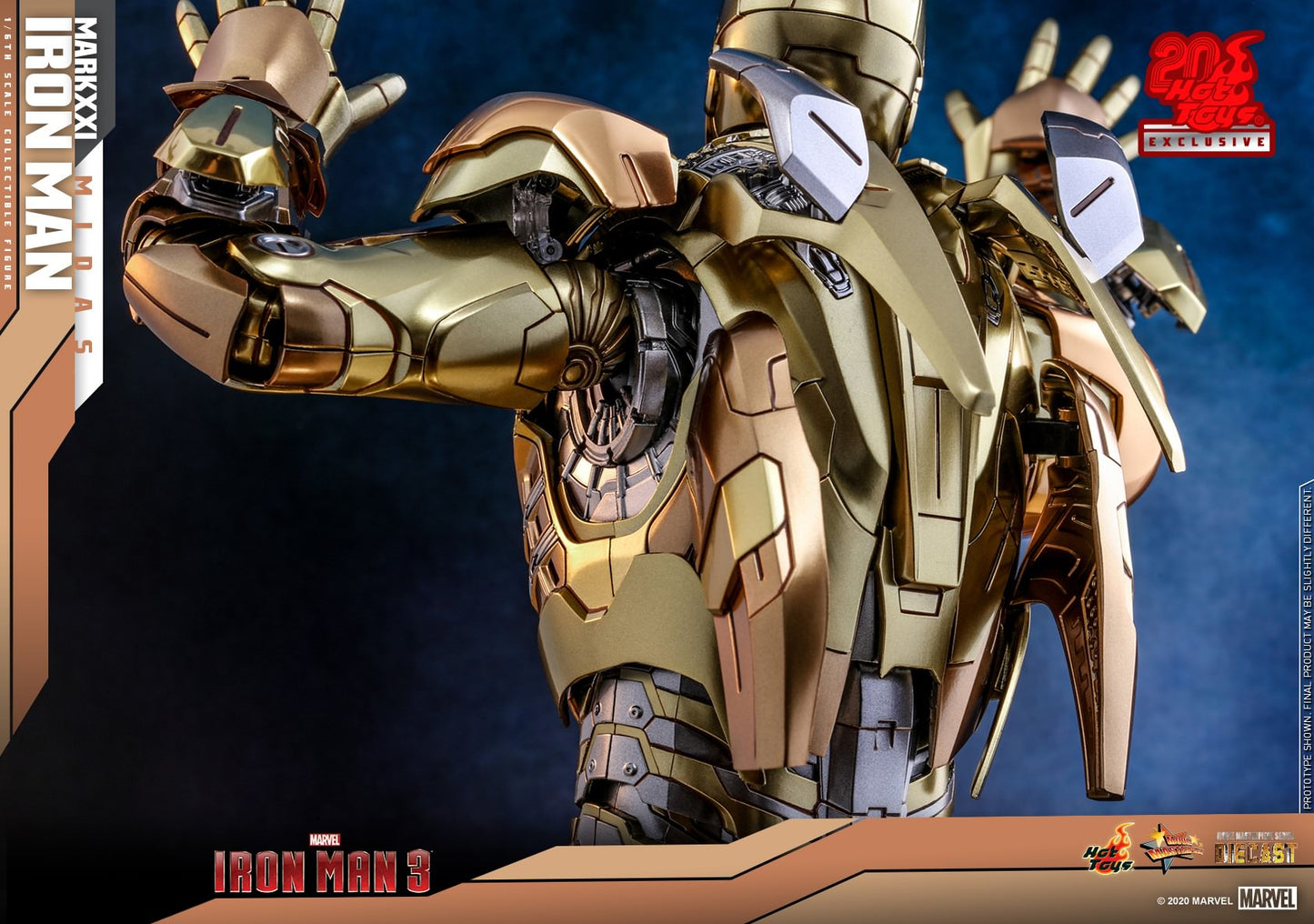 HOT TOYS MARVEL IRON MAN 3 XXI (MIDAS) COLLECTIBLE FIGURE 1/6 MMS586D36 - Anotoys Collectibles