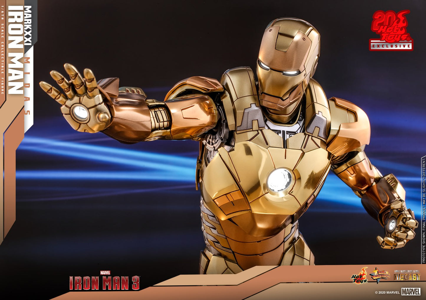 HOT TOYS MARVEL IRON MAN 3 XXI (MIDAS) COLLECTIBLE FIGURE 1/6 MMS586D36 - Anotoys Collectibles