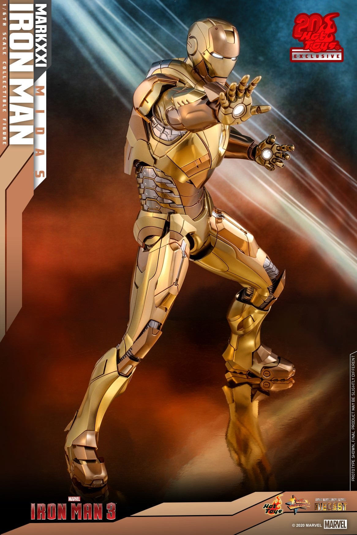 HOT TOYS MARVEL IRON MAN 3 XXI (MIDAS) COLLECTIBLE FIGURE 1/6 MMS586D36 - Anotoys Collectibles