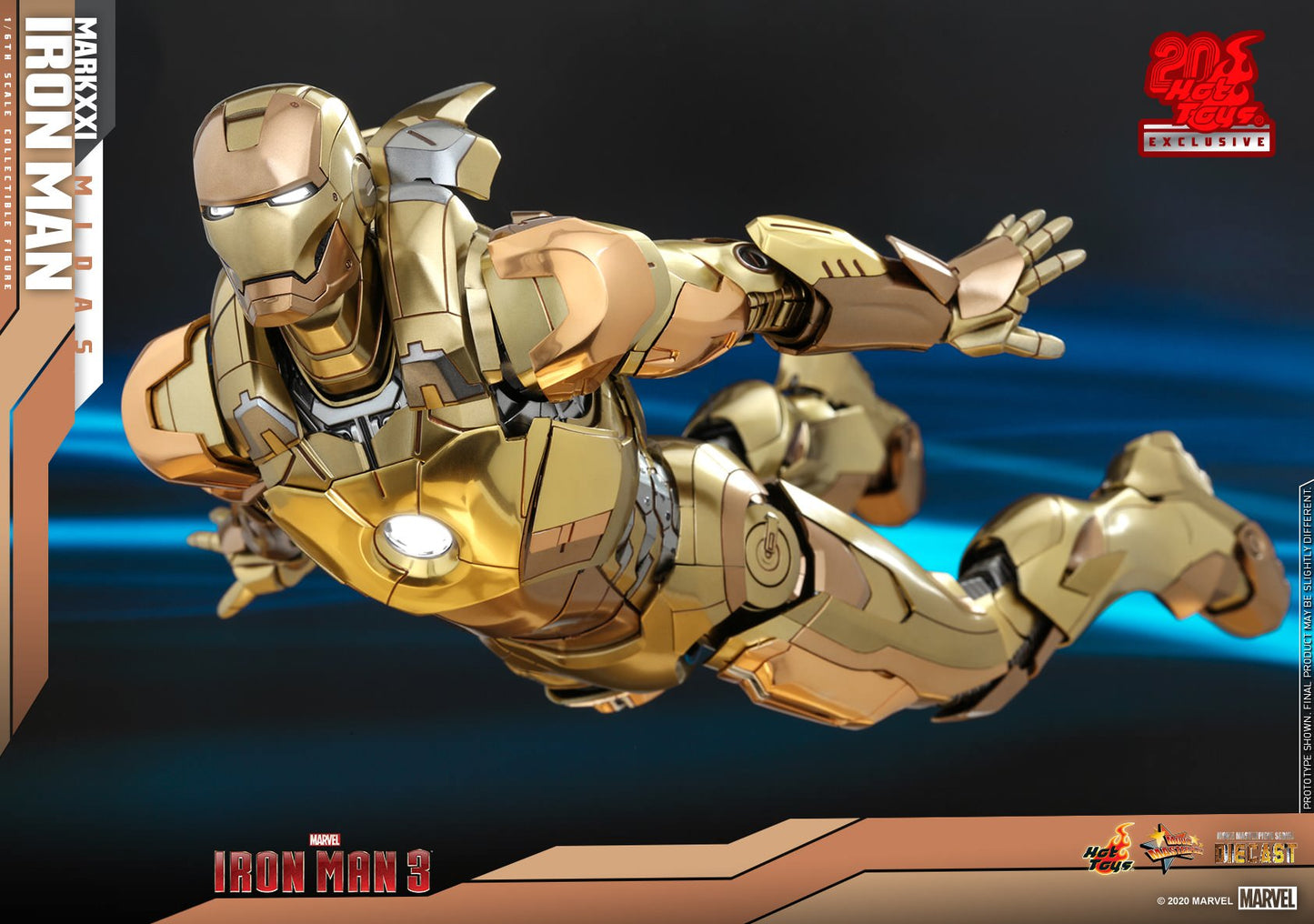 HOT TOYS MARVEL IRON MAN 3 XXI (MIDAS) COLLECTIBLE FIGURE 1/6 MMS586D36 - Anotoys Collectibles