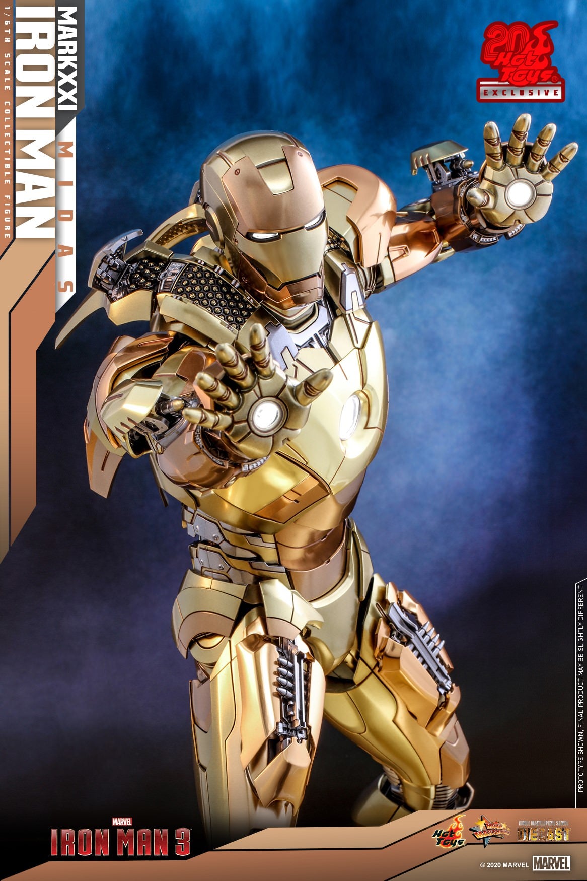 HOT TOYS MARVEL IRON MAN 3 XXI (MIDAS) COLLECTIBLE FIGURE 1/6 MMS586D36 - Anotoys Collectibles