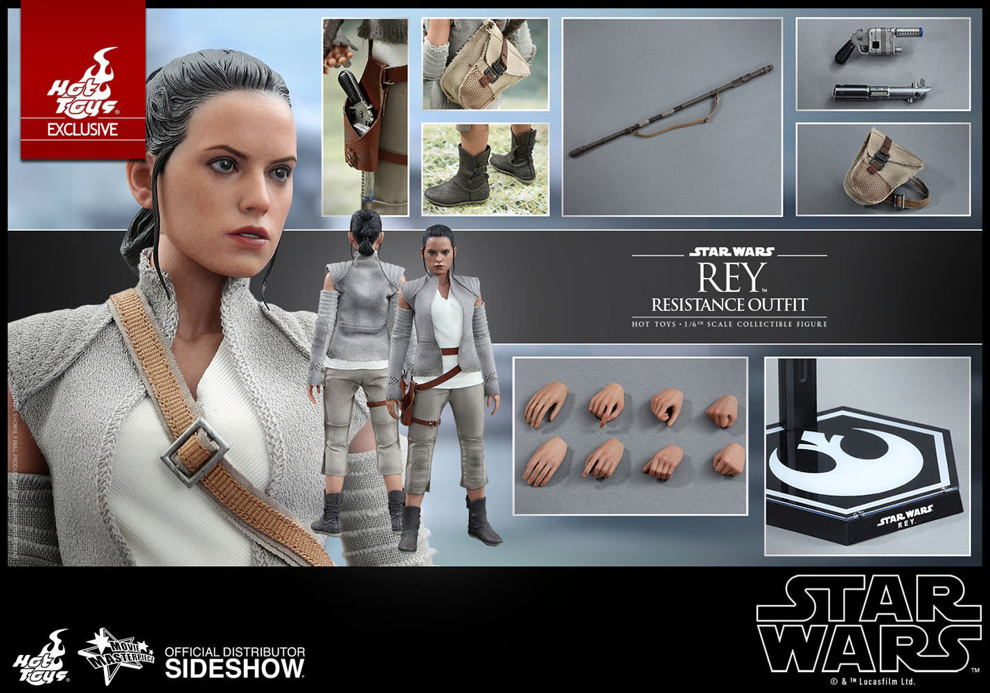 HOT TOYS STAR WARS EPISODE VII THE FORCE AWAKENS REY SOLO IN RESISTANT OUTFIT 1/6 MMS377 - Anotoys Collectibles