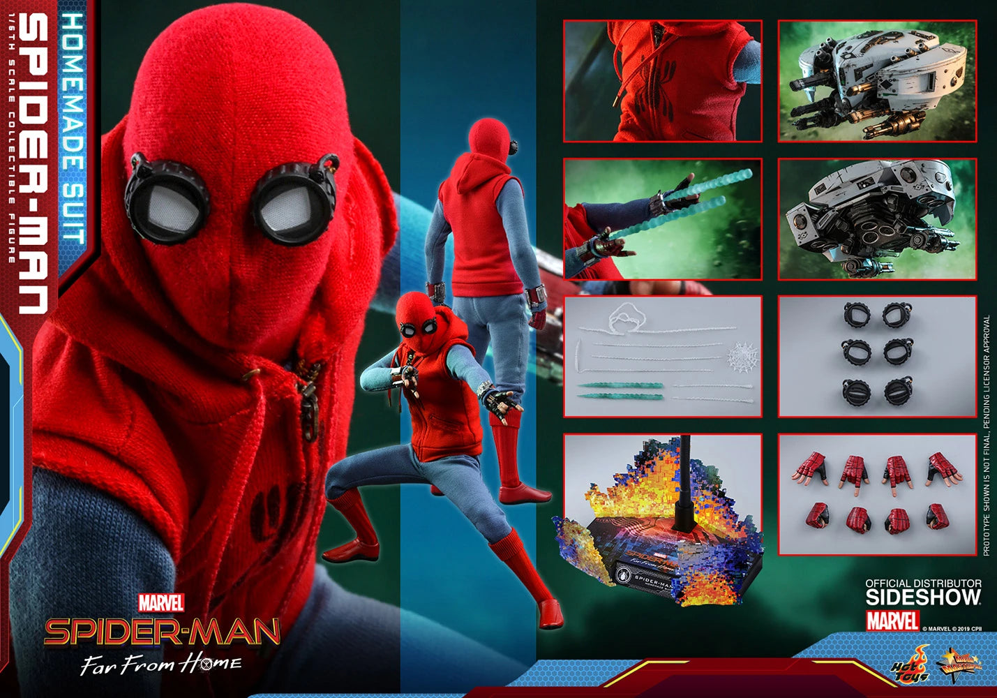 HOT TOYS MARVEL SPIDER-MAN FAR FROM HOME (HOMEMADE SUIT VERSION) COLLECTIBLE FIGURE 1/6TH SCALE - MMS552 - Anotoys Collectibles