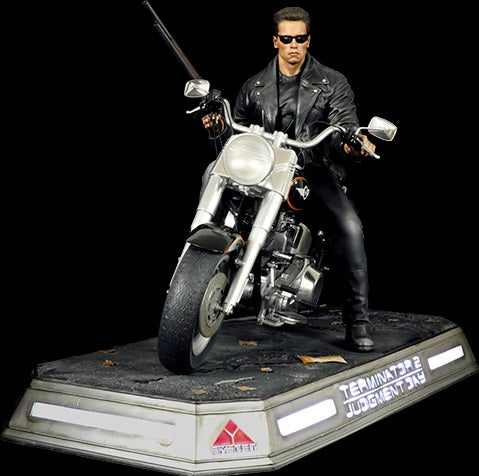 SIDESHOW COLLECTIBLES TERMINATOR 2: JUDGEMENT DAY – T-800 ON MOTORCYCLE STATUE 905456 - Anotoys Collectibles
