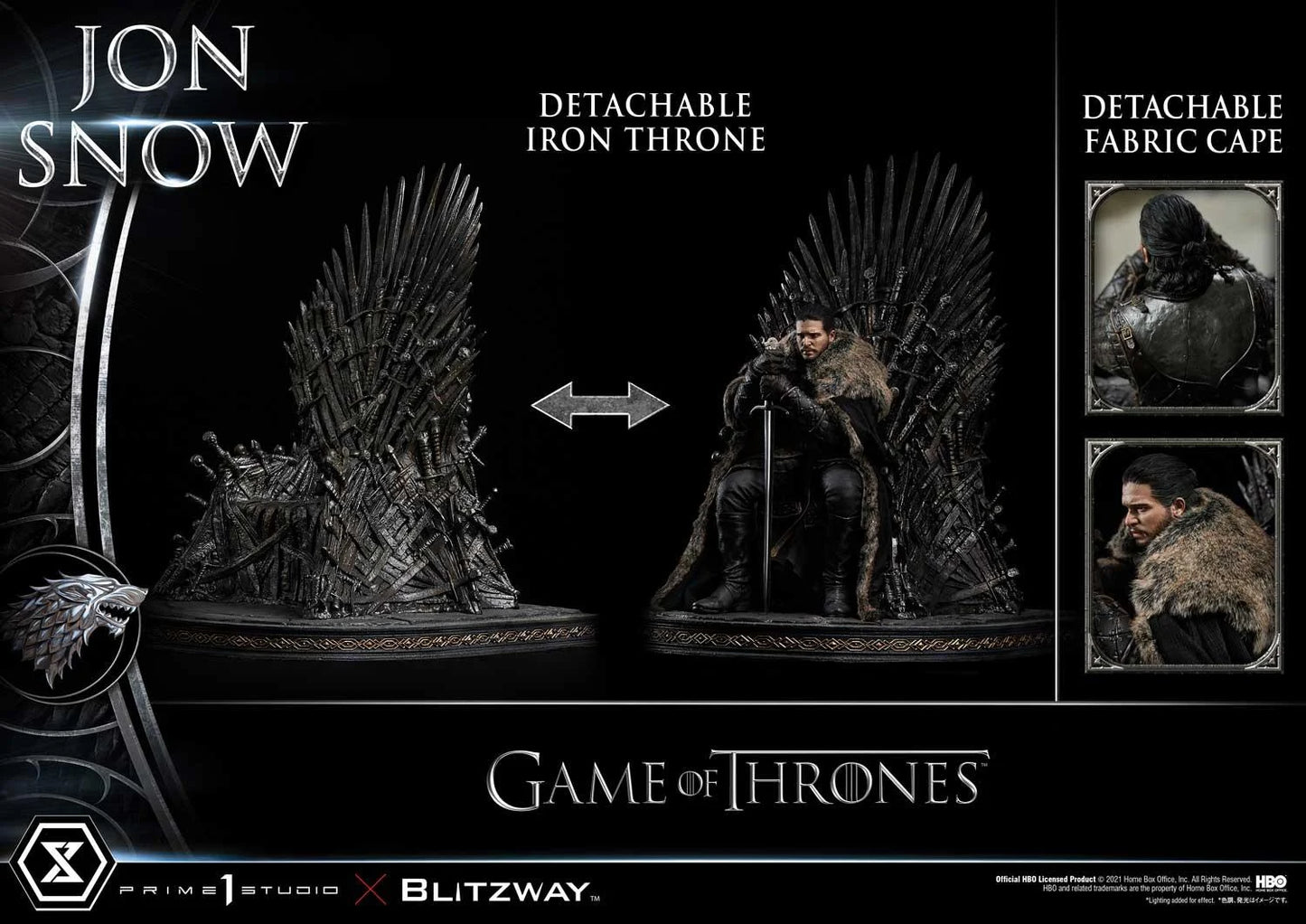 PRIME 1 STUDIO & BLITZWAY - ULTIMATE PREMIUM MASTERLINE GAME OF THRONES JON SNOW - 1/4 SCALE - UPMGOT-03
