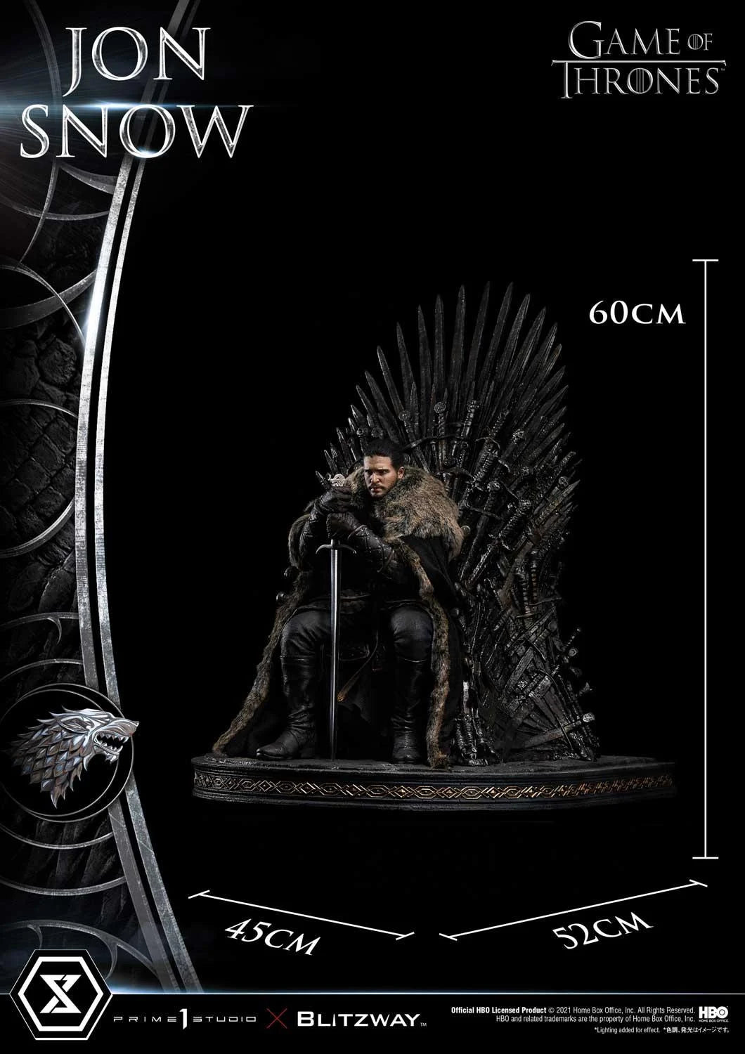 PRIME 1 STUDIO & BLITZWAY - ULTIMATE PREMIUM MASTERLINE GAME OF THRONES JON SNOW - 1/4 SCALE - UPMGOT-03