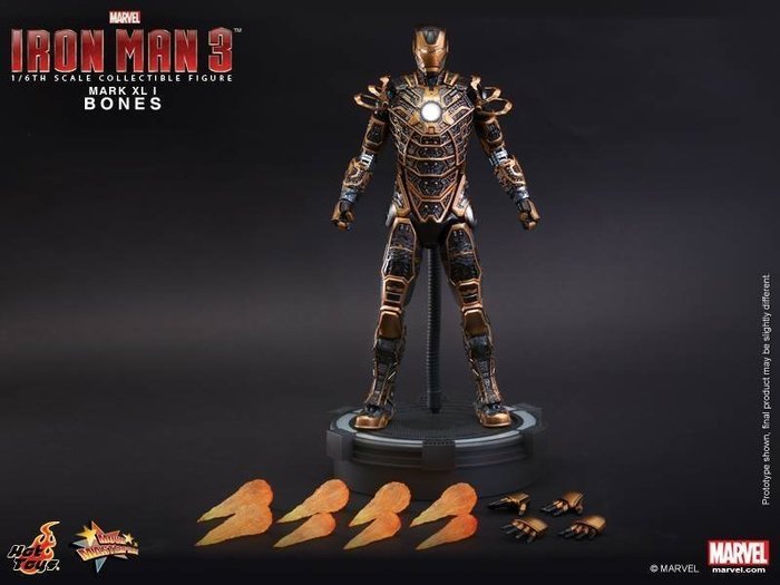 HOT TOYS MARVEL IRON MAN 3 : IRON MAN BONES MARK XLI - MARK 41 1/6 - MMS251 - Anotoys Collectibles