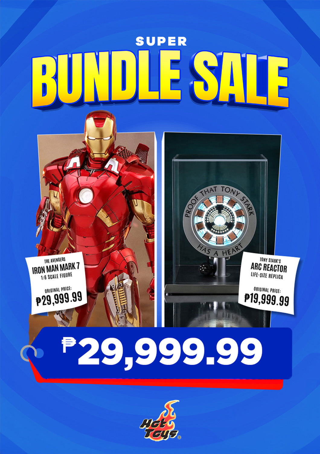 BUNDLE: Hot Toys The Avengers Iron Man Mark 7 + Arc Reactor Life-Size Replica