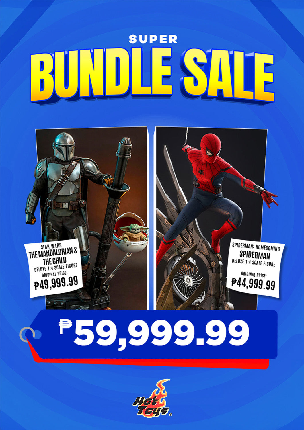 BUNDLE: Hot Toys The Mandalorian and the Child 1/4 Scale + Spider-Man Homecoming Deluxe Ver. 1/4 Scale