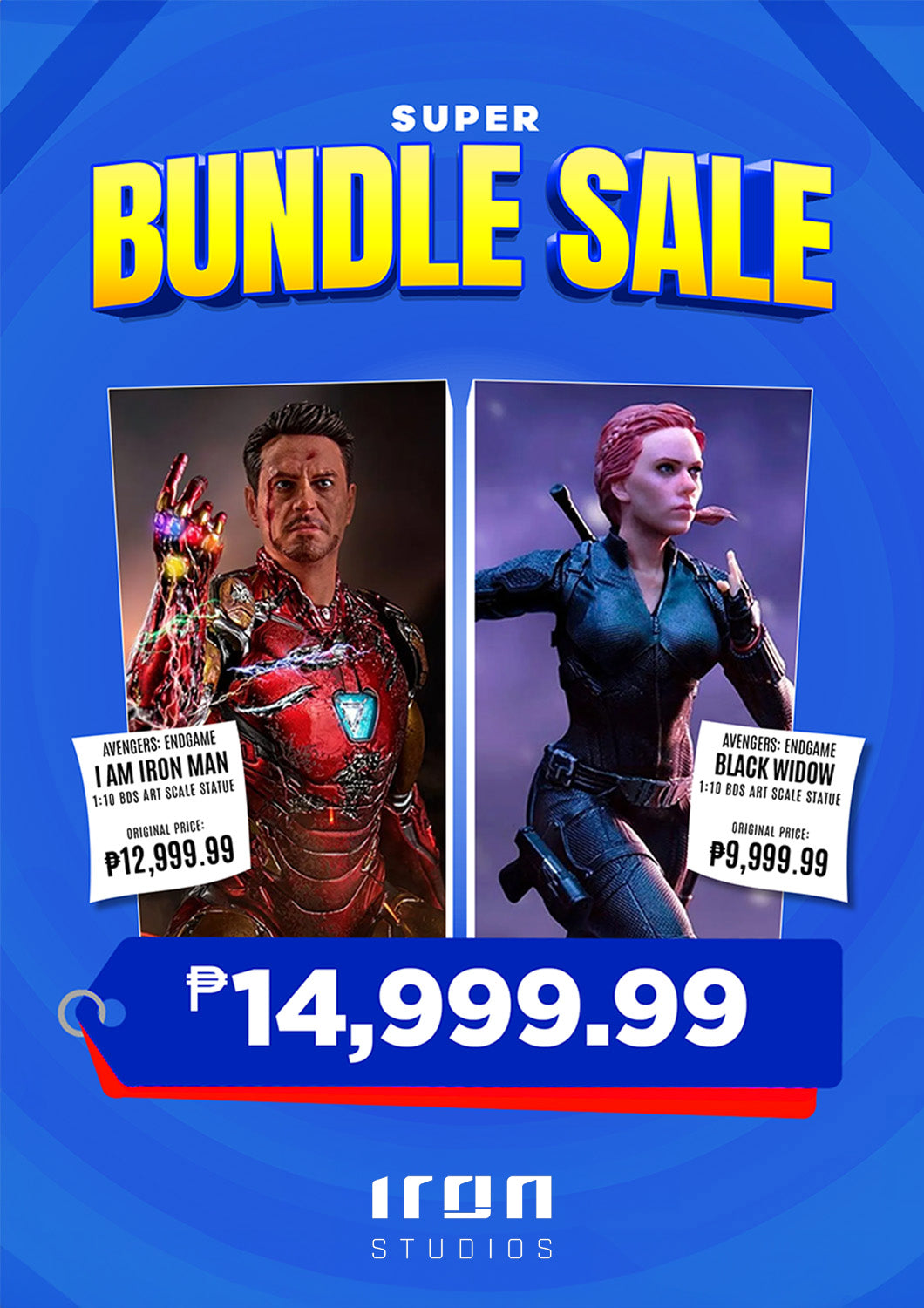 BUNDLE: Iron Studios Avengers: Endgame I Am Iron Man + Black Widow 1:10 Scale