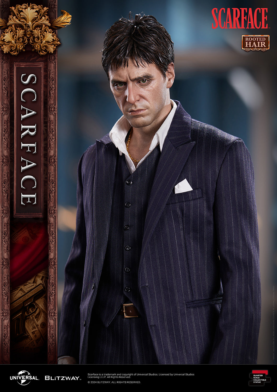 BLITZWAY 1/4 SCARFACE ROOTED HAIR VERSION 1/4 SCALE STATUE (PRE-ORDER) - Anotoys Collectibles